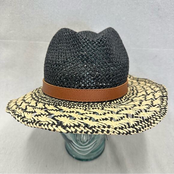 Aldo Nectarios black and natural straw fedora hat size small/medium new with tag main image 11